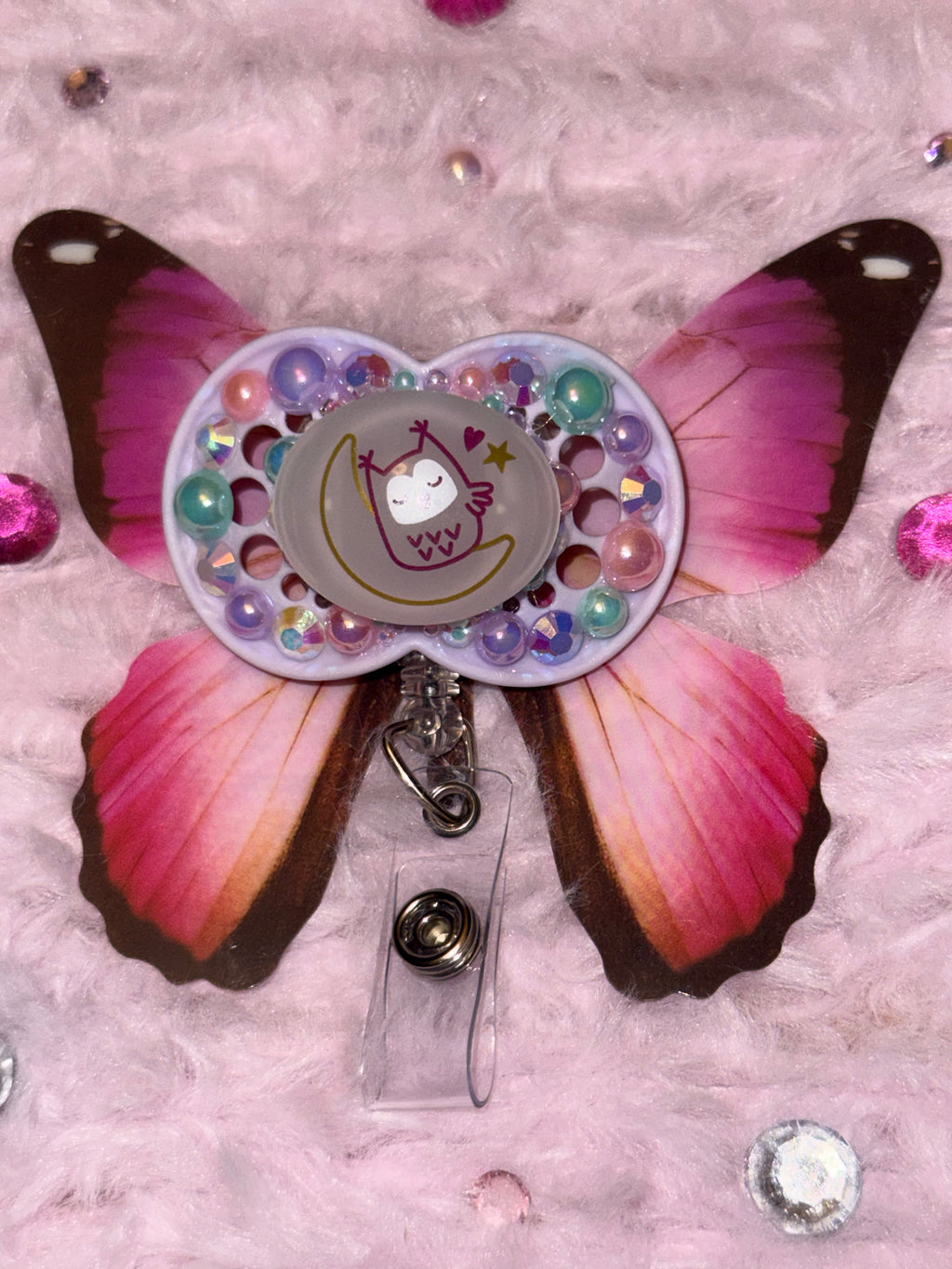 Bedazzled Binky Badge Reel